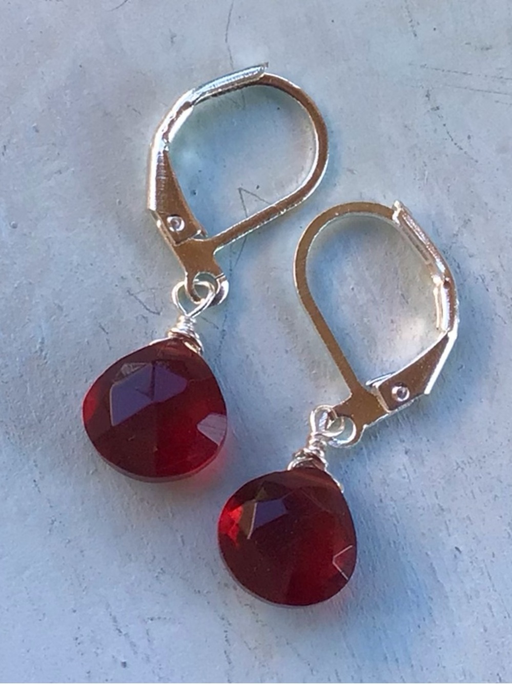 Red Garnet Sterling Silver Sundance Charm Earrings